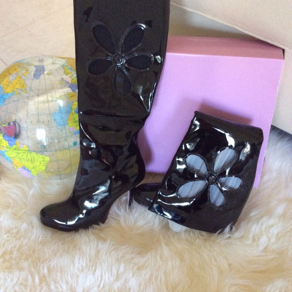 Patent Leather Stiletto Knee High Boots